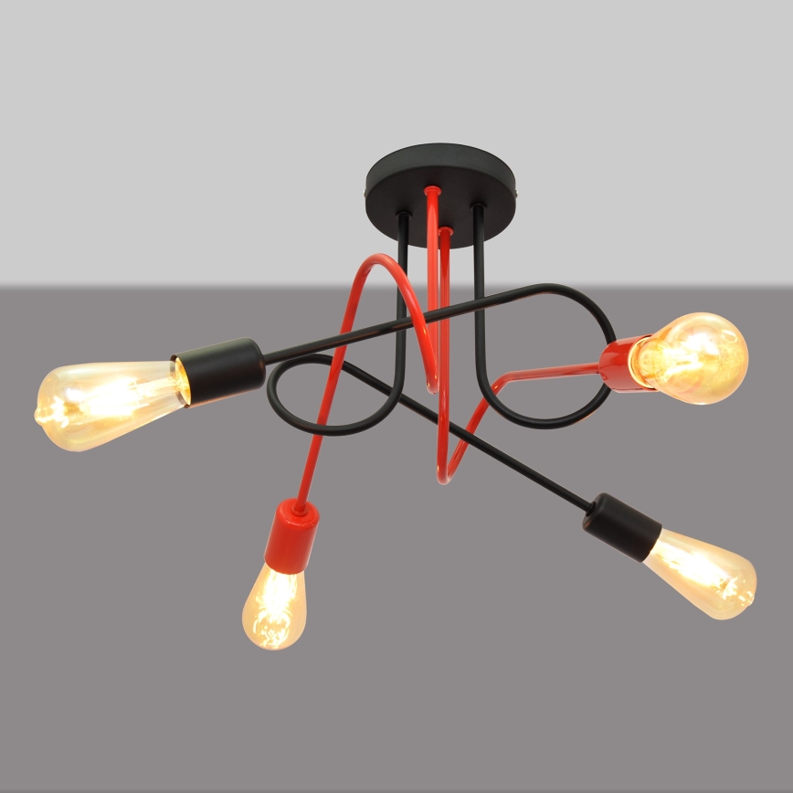 Lámpara de superficie OXFORD 4xE27/15W/230V negro/rojo