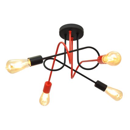 Lámpara de superficie OXFORD 4xE27/15W/230V negro/rojo