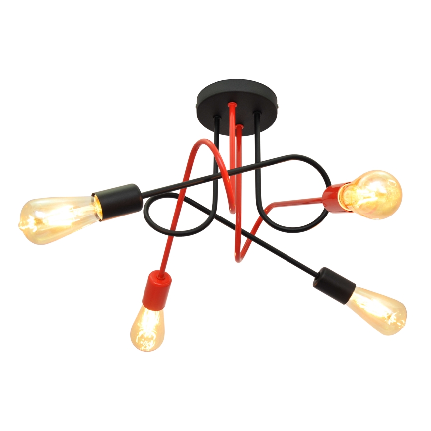 Lámpara de superficie OXFORD 4xE27/15W/230V negro/rojo