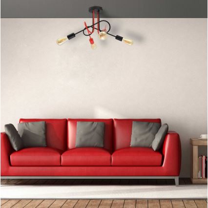 Lámpara de superficie OXFORD 4xE27/15W/230V negro/rojo