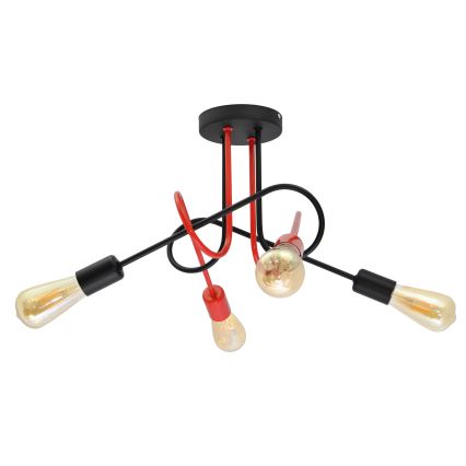 Lámpara de superficie OXFORD 4xE27/15W/230V negro/rojo