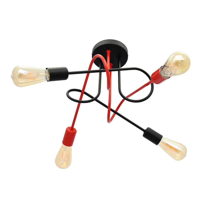 Lámpara de superficie OXFORD 4xE27/15W/230V negro/rojo