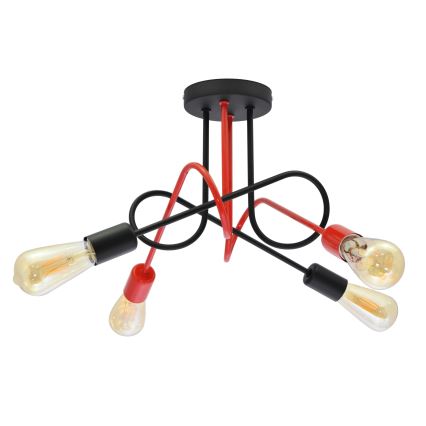Lámpara de superficie OXFORD 4xE27/15W/230V negro/rojo