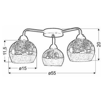 Lámpara de suspensión CROMINA 3xE27/60W/230V