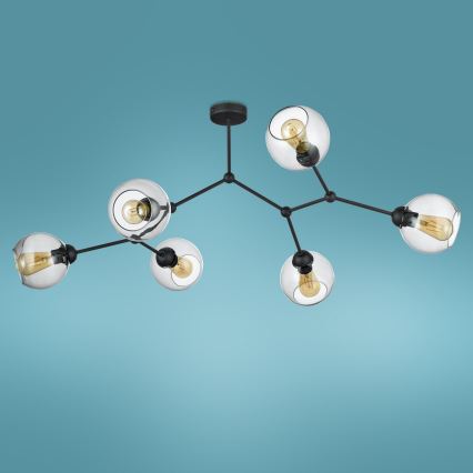 Lámpara de suspensión FAIRY 6xE27/60W/230V negro