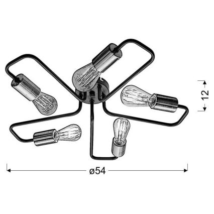 Lámpara de suspensión HERPE 5xE27/60W/230V