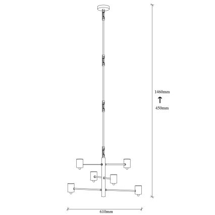 Lámpara de suspensión HEXA 6xE27/40W/230V