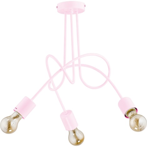 Lámpara de suspensión infantil TANGO 3xE27/60W/230V rosa