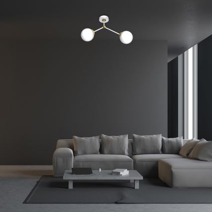 Lámpara de suspensión JOY 2xE14/40W/230V blanco/dorado