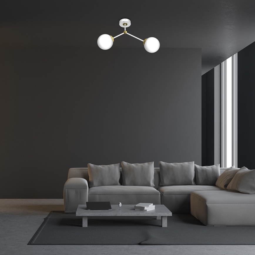 Lámpara de suspensión JOY 2xE14/40W/230V blanco/dorado