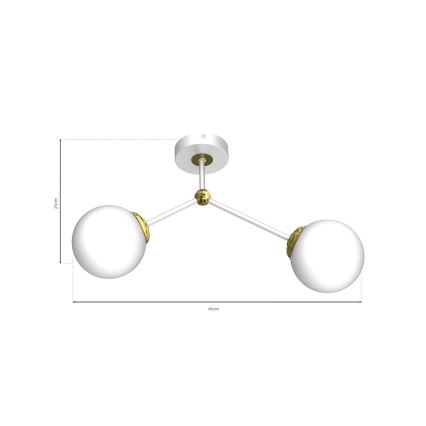 Lámpara de suspensión JOY 2xE14/40W/230V blanco/dorado