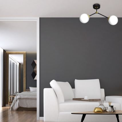 Lámpara de suspensión JOY 2xE14/40W/230V negro/dorado