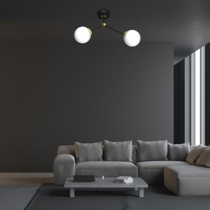 Lámpara de suspensión JOY 2xE14/40W/230V negro/dorado