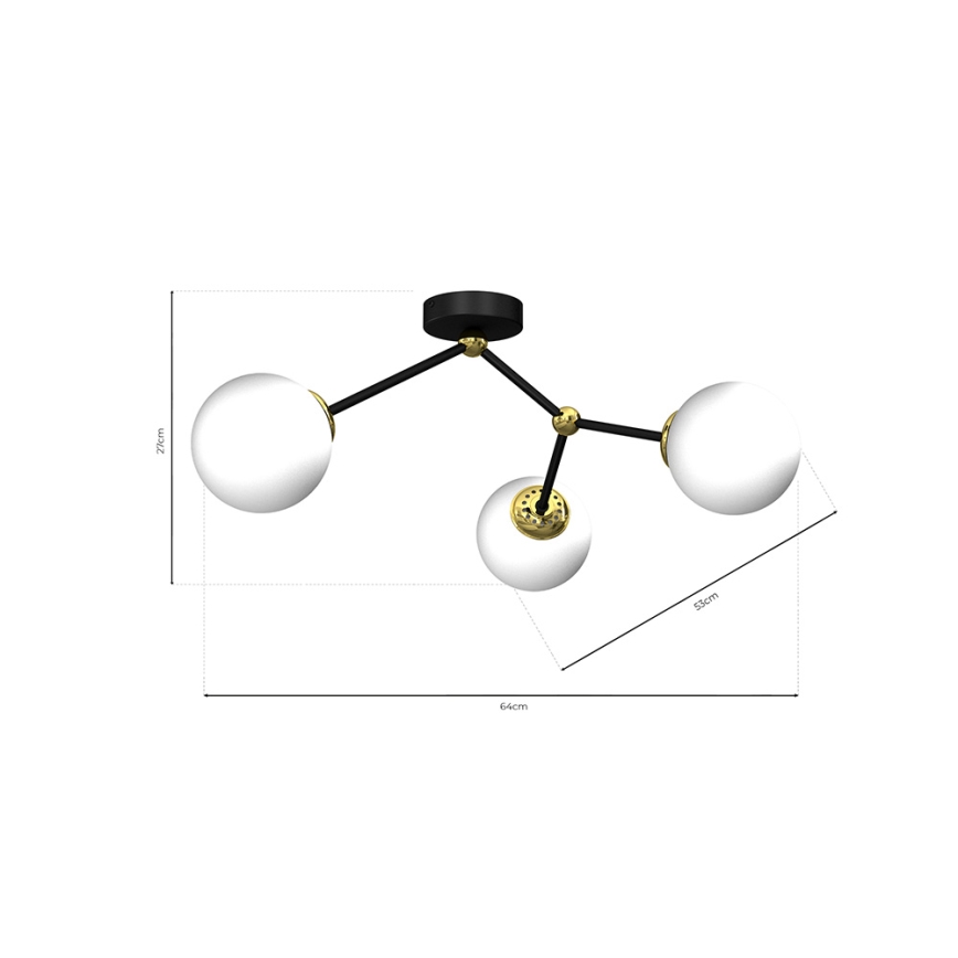 Lámpara de suspensión JOY 3xE14/40W/230V negro/dorado