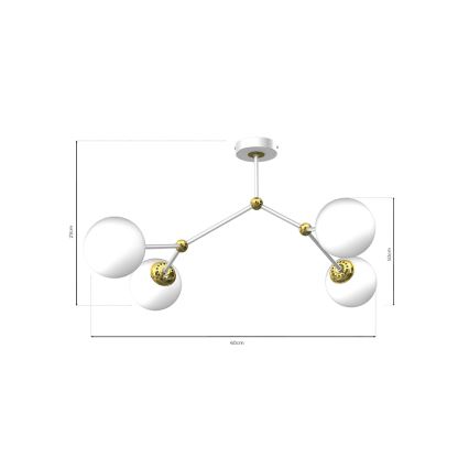 Lámpara de suspensión JOY 4xE14/40W/230V blanco/dorado