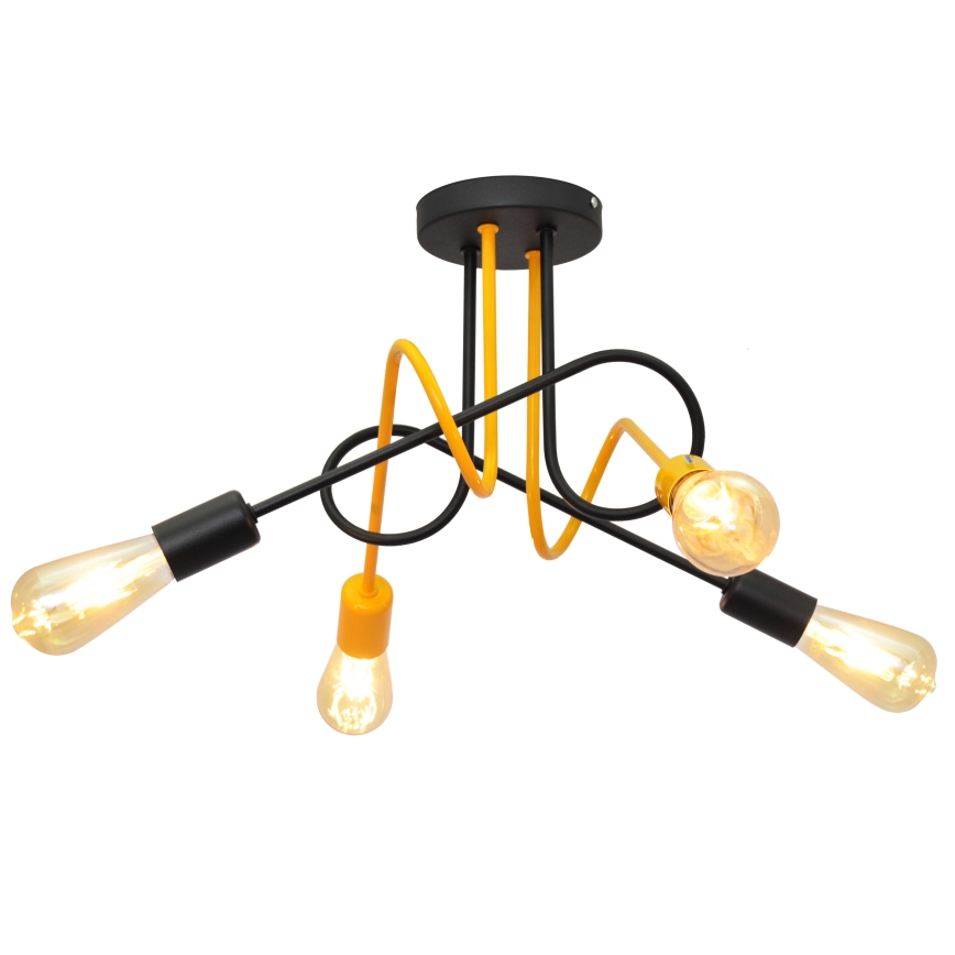 Lámpara de suspensión OXFORD 4xE27/15W/230V negro/amarillo