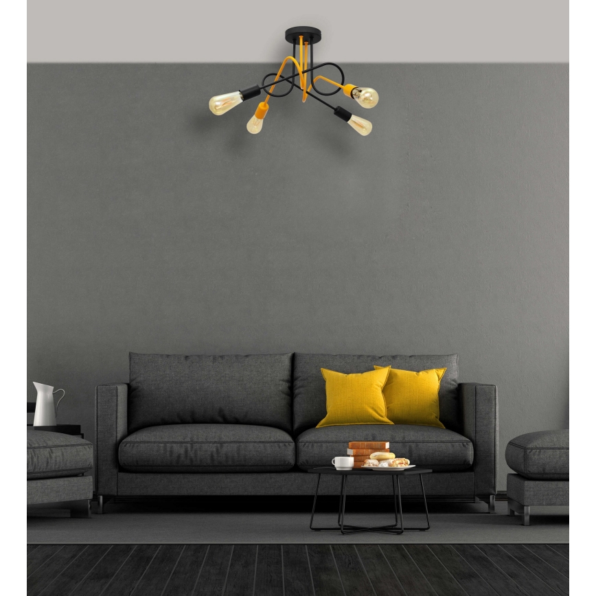 Lámpara de suspensión OXFORD 4xE27/15W/230V negro/amarillo