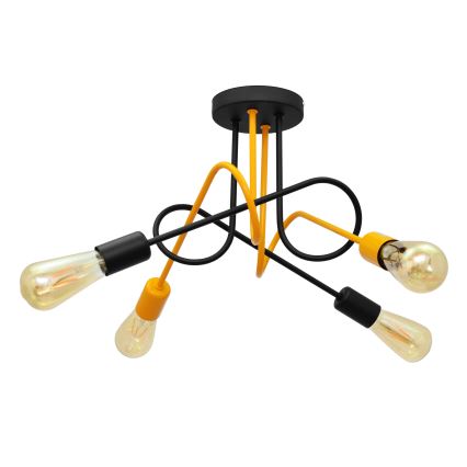 Lámpara de suspensión OXFORD 4xE27/15W/230V negro/amarillo