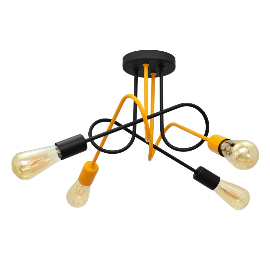 Lámpara de suspensión OXFORD 4xE27/15W/230V negro/amarillo