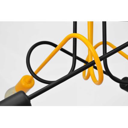 Lámpara de suspensión OXFORD 4xE27/15W/230V negro/amarillo