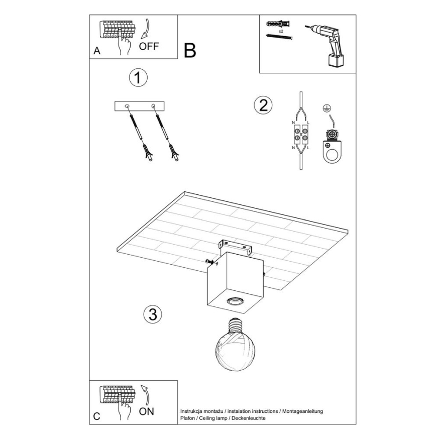 Lámpara de techo ABEL 1xE27/60W/230V concreto