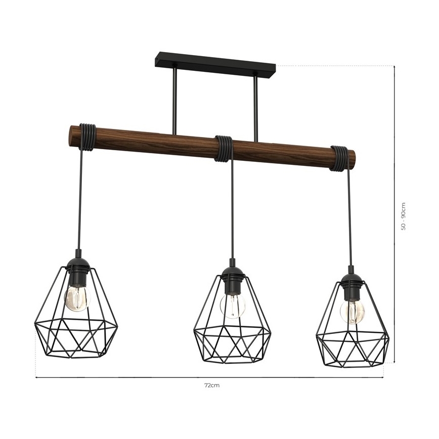 Lámpara de techo ACERO 3xE27/60W/230V