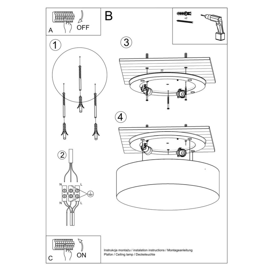 Lámpara de techo ARENA 4xE27/60W/230V negro