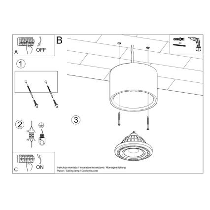 Lámpara de techo BASIC AR111 1xGU10/40W/230V concreto