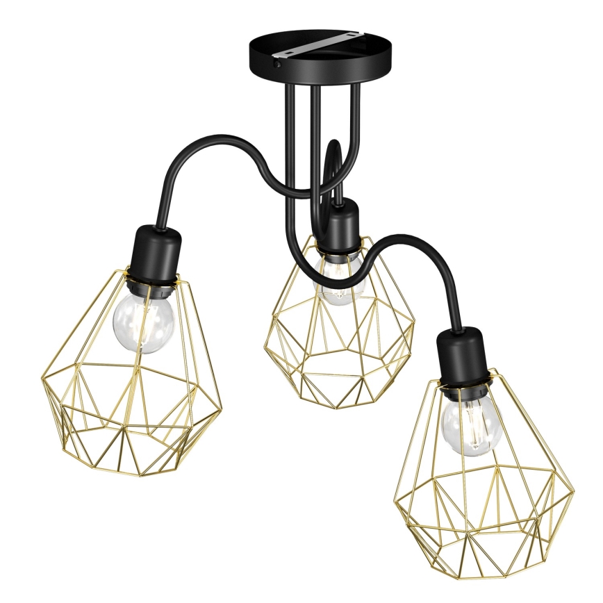 Lámpara de techo BERGEN 3xE27/60W/230V negro/dorado