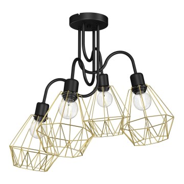 Lámpara de techo BERGEN 4xE27/60W/230V negro/dorado