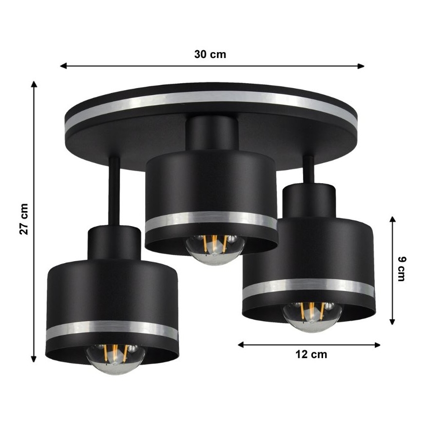 Lámpara de techo BODO SILVER 3xE27/60W/230V