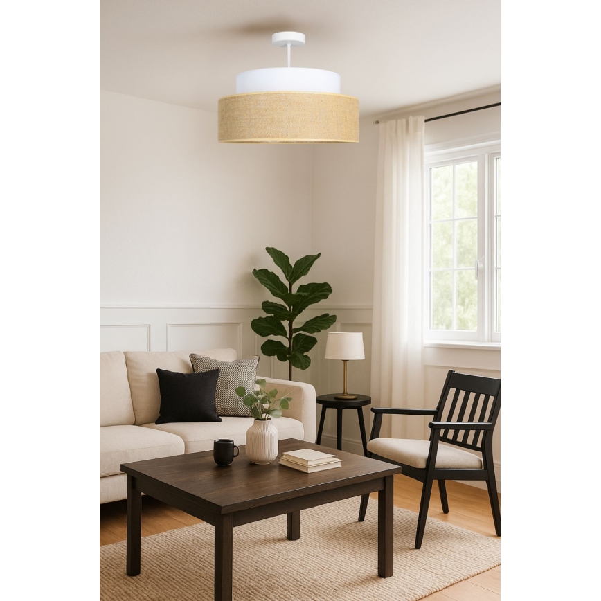 Lámpara de techo BOHO 1xE27/60W/230V blanco/beige