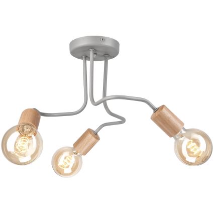 Lámpara de techo CONOR 3xE27/60W/230V roble/gris