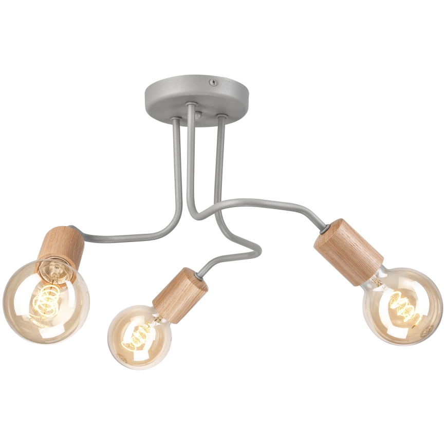 Lámpara de techo CONOR 3xE27/60W/230V roble/gris