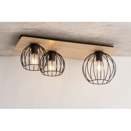 Lámpara de techo CYBER 3xE27/60W/230V madera/negro