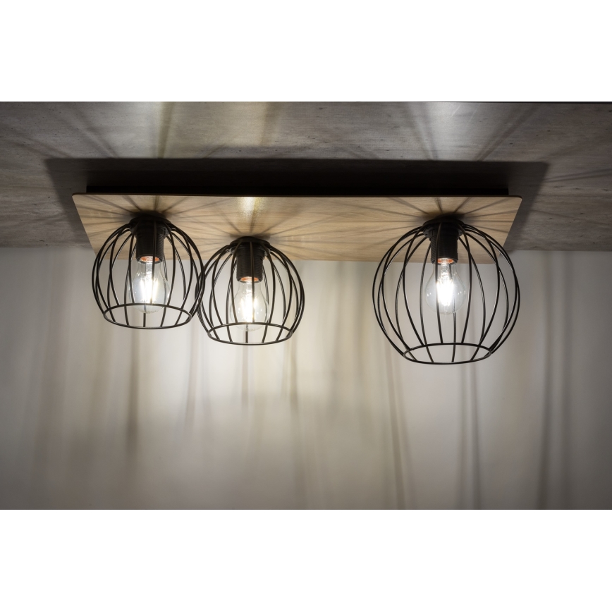 Lámpara de techo CYBER 3xE27/60W/230V madera/negro