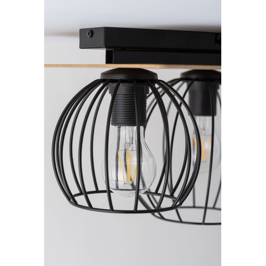 Lámpara de techo CYBER 3xE27/60W/230V madera/negro