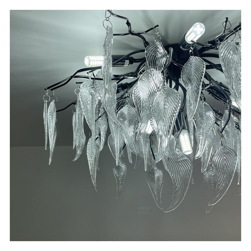 Lámpara de techo de cristal 10xG9/40W/230V negro
