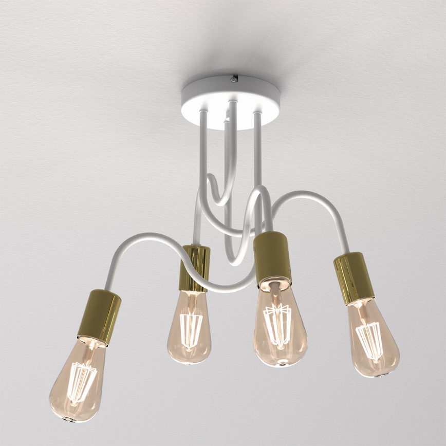 Lámpara de techo DOW 4xE27/60W/230V blanco/dorado