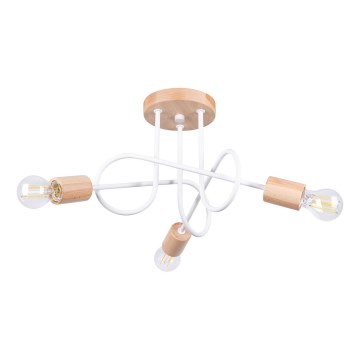 Lámpara de techo EMBER 3xE27/15W/230V blanco/beige/haya