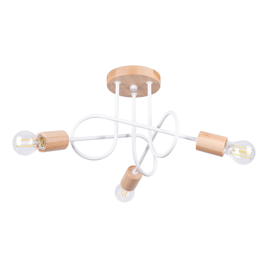 Lámpara de techo EMBER 3xE27/15W/230V blanco/beige/haya