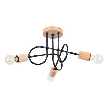 Lámpara de techo EMBER 3xE27/15W/230V negro/beige/haya