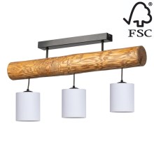 Lámpara de techo FORESTA 3xE27/25W/230V pino - Certificado FSC