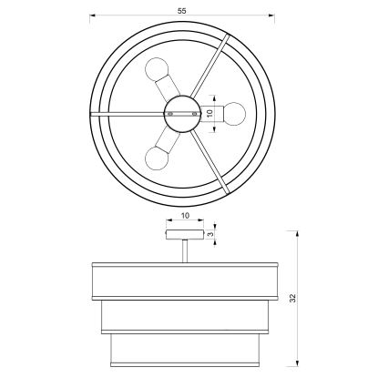 Lámpara de techo GLUM 3xE27/60W/230V negro