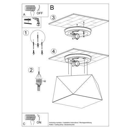 Lámpara de techo HEXA 1xE27/60W/230V blanco