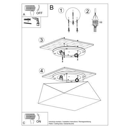 Lámpara de techo HEXA 2xE27/60W/230V plata