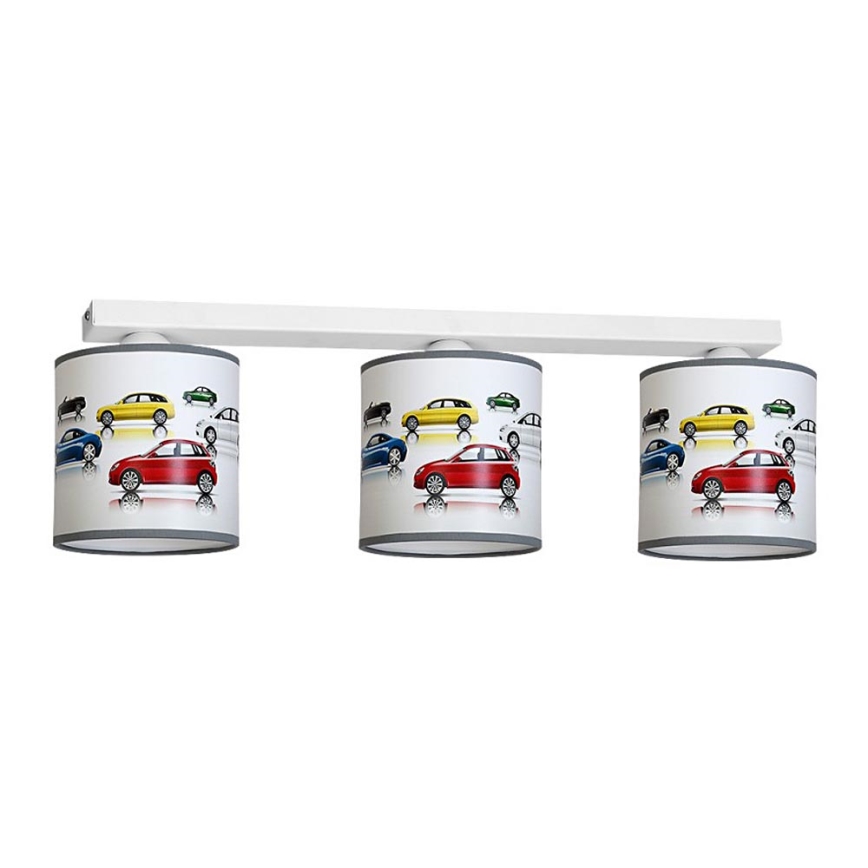 Lámpara de techo infantil COCHES 3xE27/60W/230V