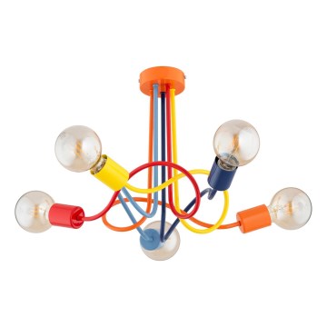 Lámpara de techo infantil WINGO 5xE27/15W/230V colorido