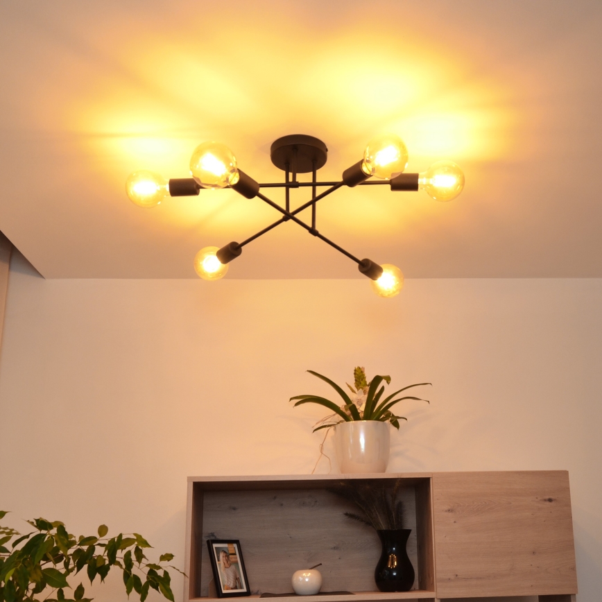 Lámpara de techo LED CAMBRIDGE 6xE27/8W/230V negro