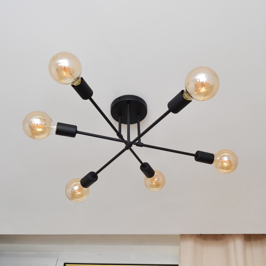 Lámpara de techo LED CAMBRIDGE 6xE27/8W/230V negro